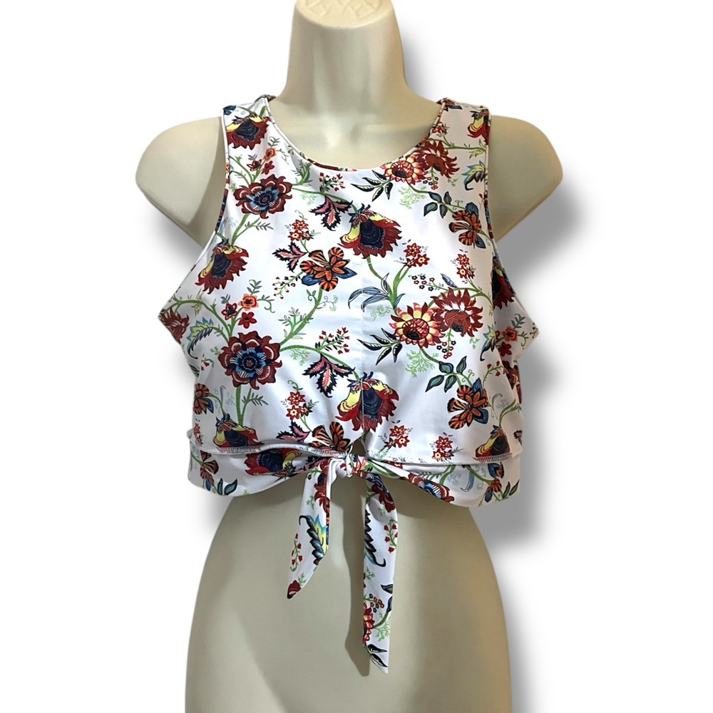 Floral Tie-Front Crop Top